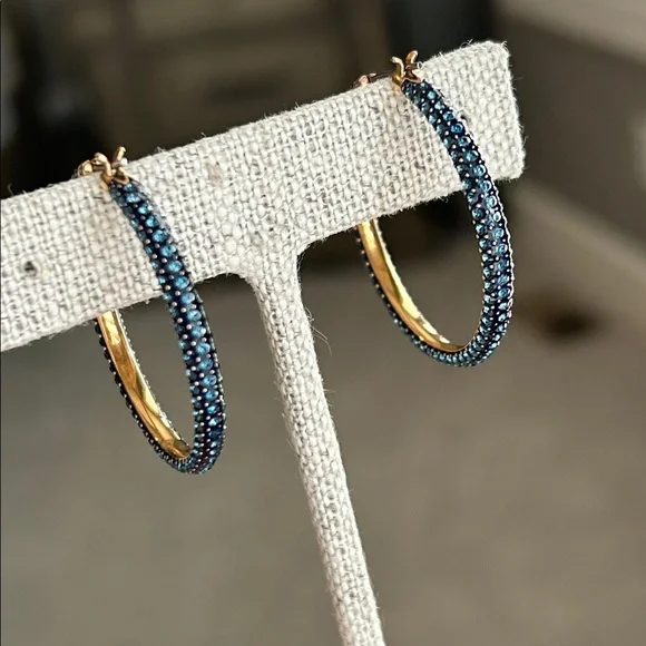 Swarovski Pave Crystal blue hoops - Picture 4 of 8